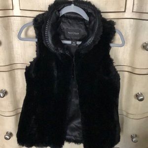 White House Black Market black fur vest